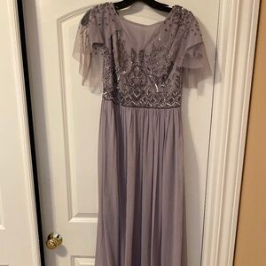 Adrianna Papell purple short sleeve dress